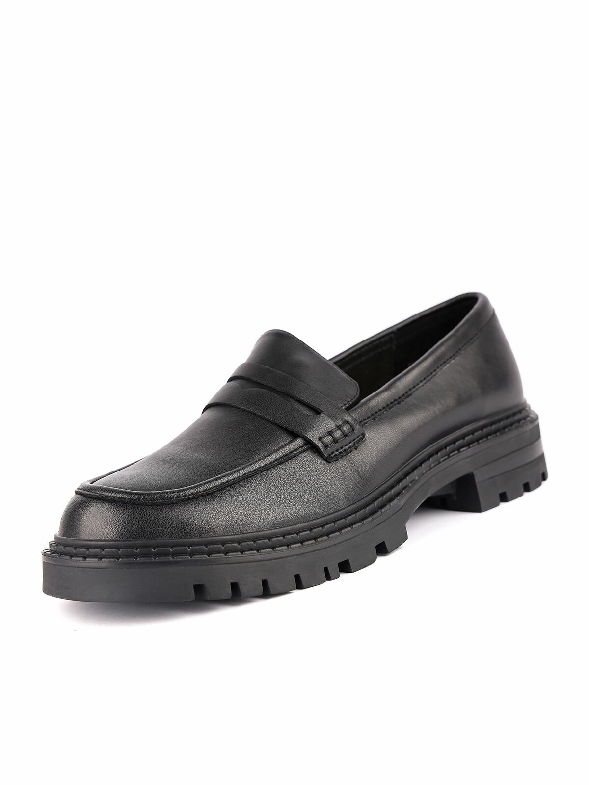 фото Черные туфли лоферы кожаные женские на низком устойчивом каблуке Zenden 245-31WK-785VK