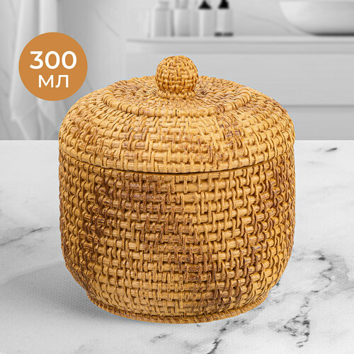 Органайзер для хранения косметики аксессуаров для ванной комнаты 300 мл Elan Gallery Борнео 10х10х106см с крышкой 684₽