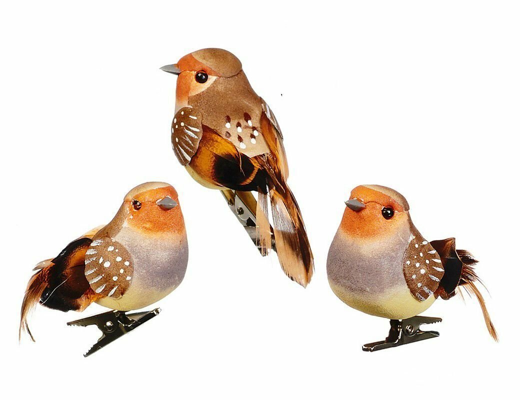 Декоративная птичка на клипсе, перо, 8 см, Goodwill