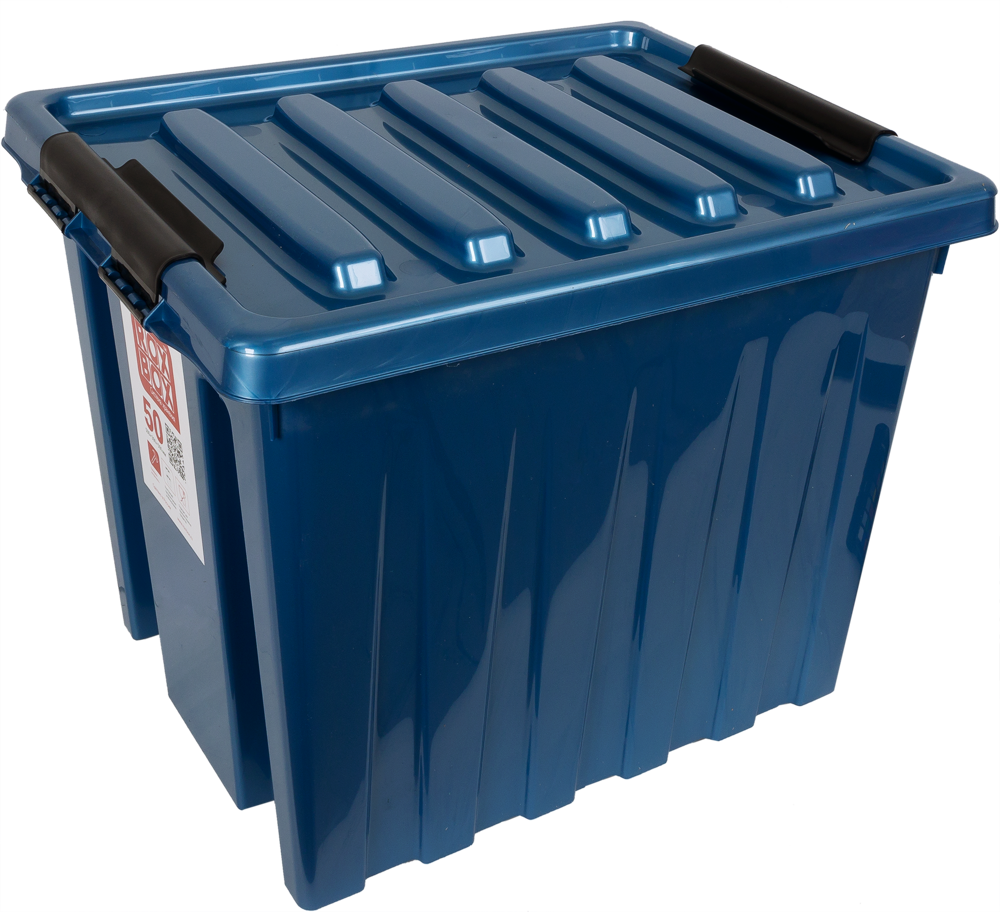 Контейнер Rox Box 50x39x40 см 50 л пластик с крышкой и роликами цвет синий