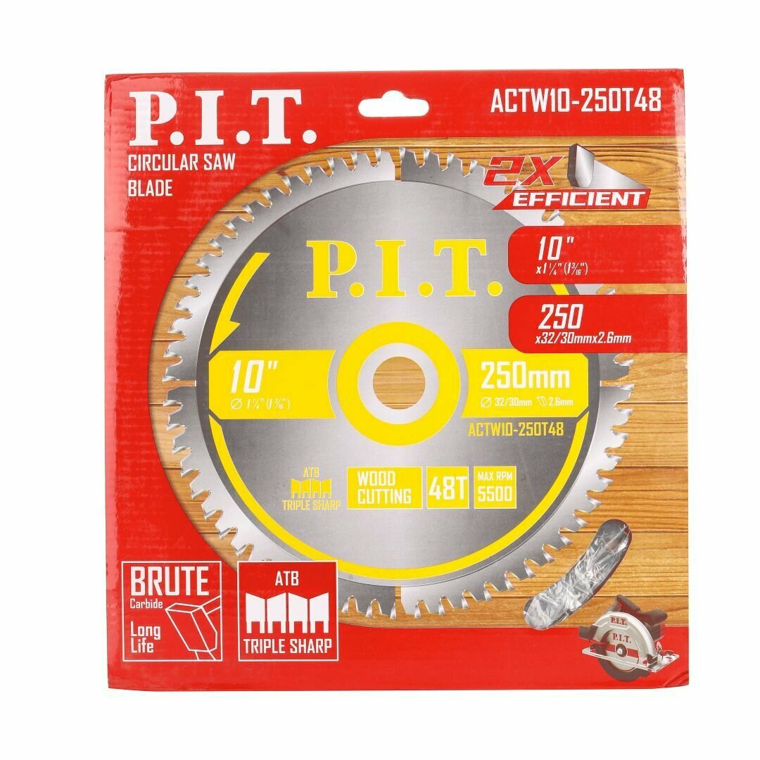 Диск пильный P.I.T. 250x32/30x22 мм 48T ACTW10-250T48
