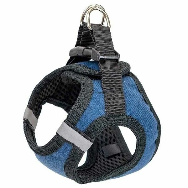 Шлейка Zoo-M "Герда" текстиль, 3-слойная L, обхват груди 34-39 см, светоотражающая, синяя