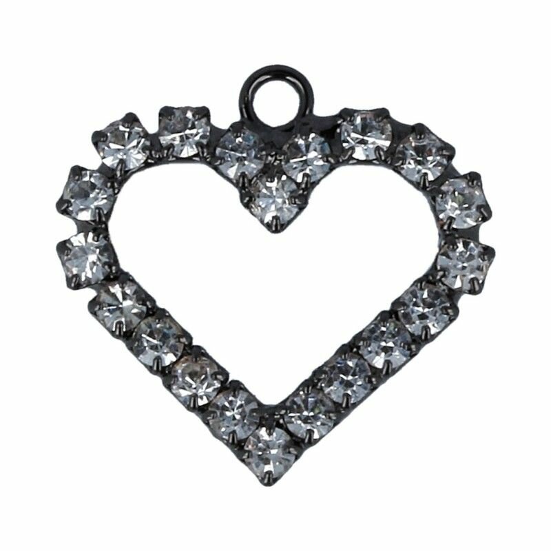 Подвески TORIONI "Сердце", №06, черный никель, прозрачный, 17х16 мм, 10 шт (PT004)