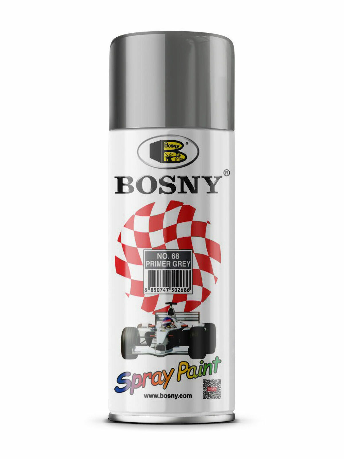 Грунт аэрозольный Bosny акриловый универсальный серый 520 мл. (NO. 68)