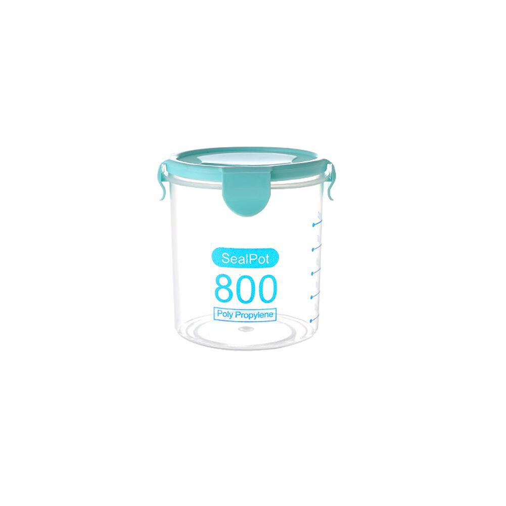 Plastic Transparent Sealed Containers Kitchen Food Cereal Beans Nuts Storage Box (Blue 800ml)