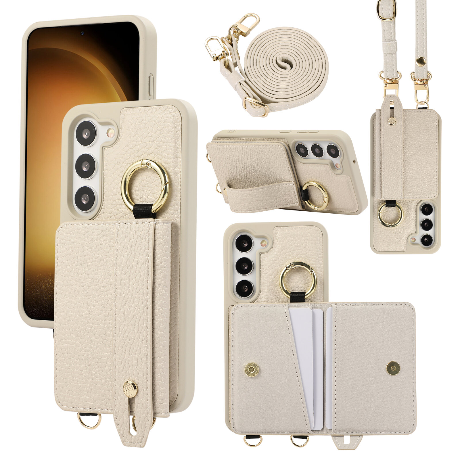 Подходит для Samsung Galaxy S23 Plus /Самсунг Галакси S23+ Модный кошелек на запястье, сумка-кошелек с длинным ремешком, S23+, подставка, soft touch,360° Полная защита, резина, пластик, искусственная кожа,