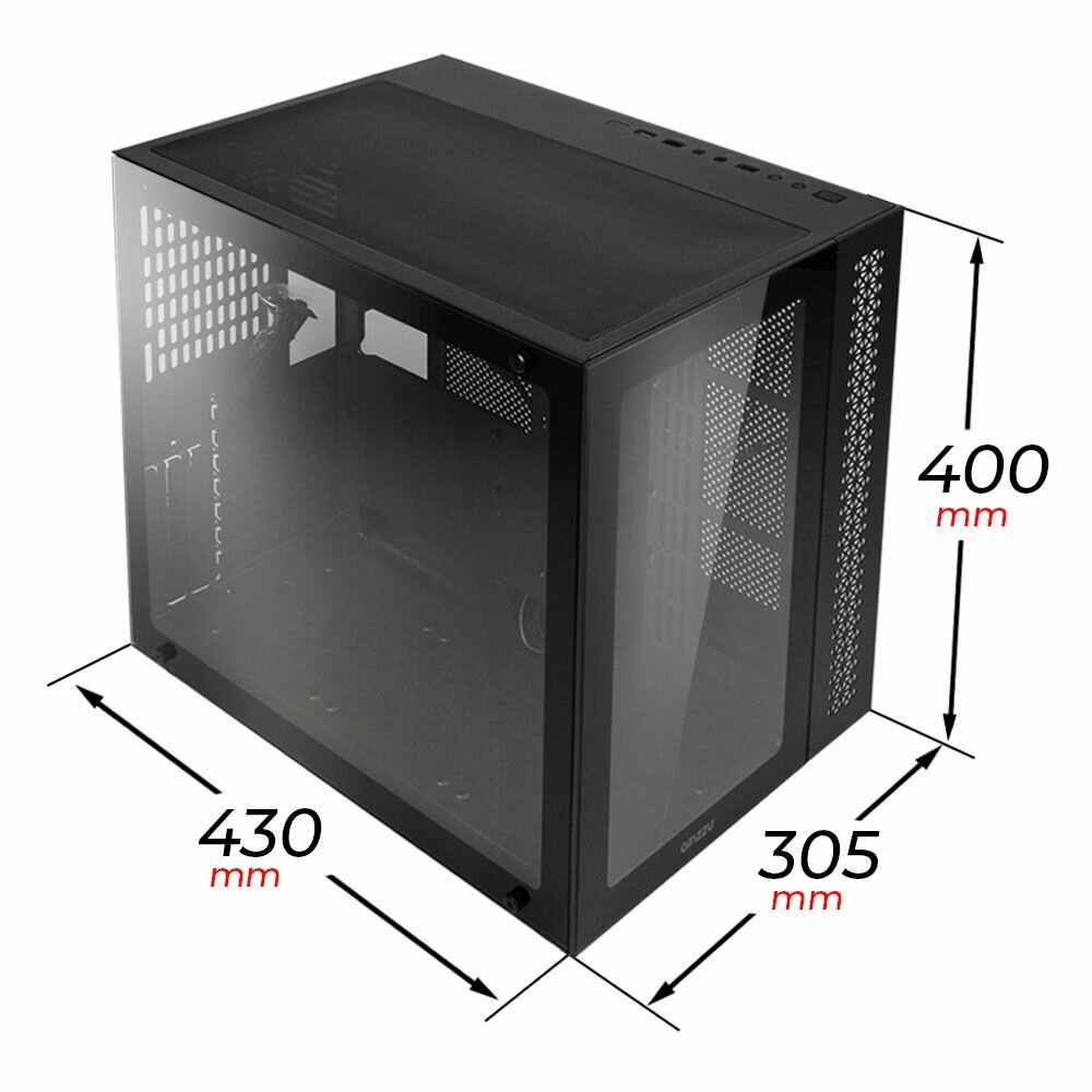 Корпус Ginzzu V500 ATX кубик, закаленное стекло, RGB подсветка — фото 1