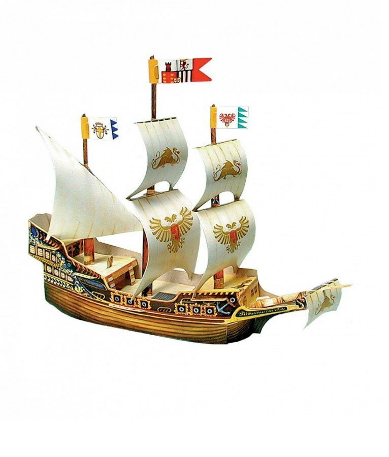 Сборная модель Умная Бумага Галеон Золотой дракон 001
