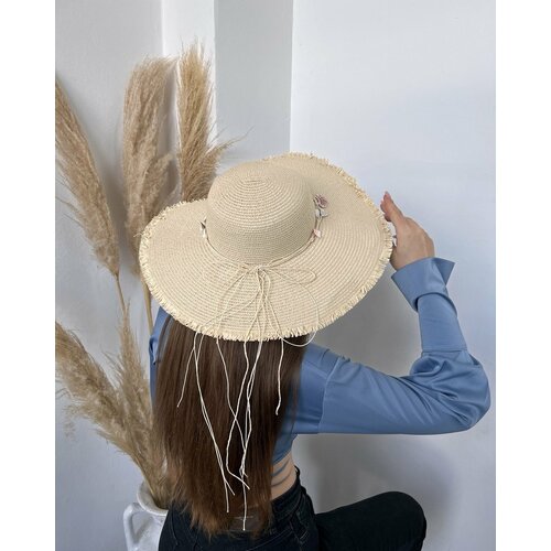 Шляпа с черной лентой / Шляпа женская летняя / Шляпа пляжная / Трендовая шляпа с широкими полями