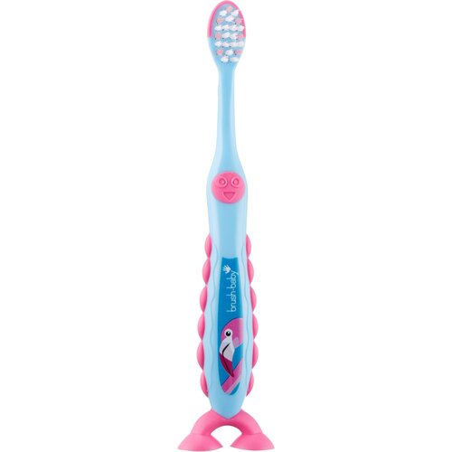 Brush-Baby FlossBrush NEW зубная щётка, 3-6 лет, Фламинго