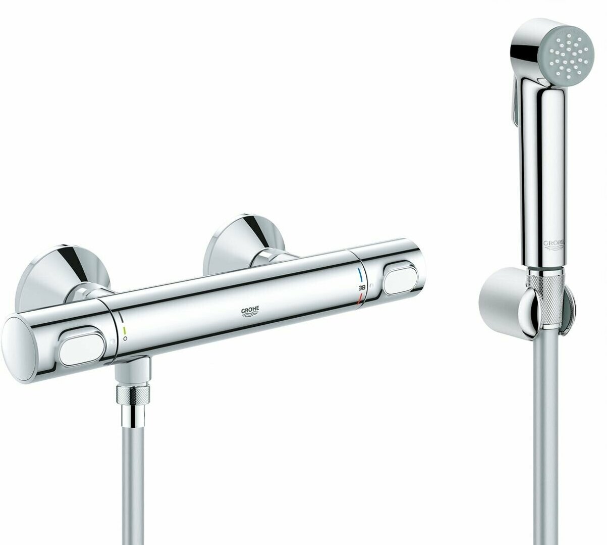 фото Гигиенический душ с термостатом Grohe Grohtherm 500 Silverflex, шланг 125 см, хром