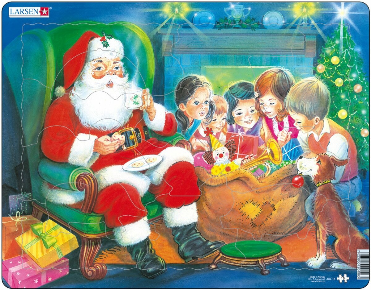 Пазлы Larsen "Санта с детьми", 15 элементов, JUL14