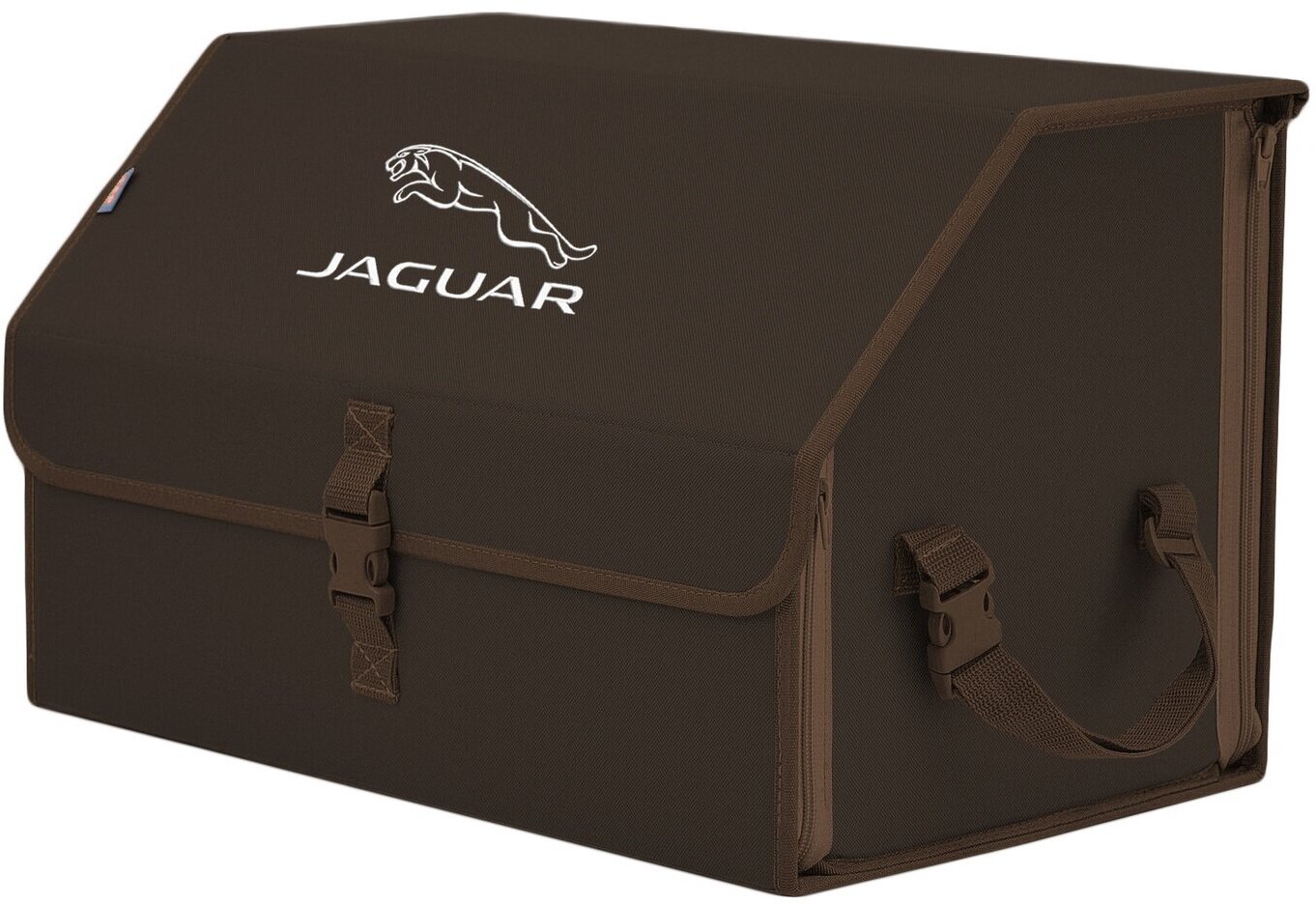 Органайзер-саквояж в багажник "Союз" (размер L). Цвет: коричневый с вышивкой Jaguar (Ягуар).