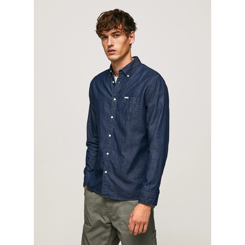 рубашка (сорочка) для мужчин, Pepe Jeans London, модель: PM307801, цвет: синий, размер: 50(L)
