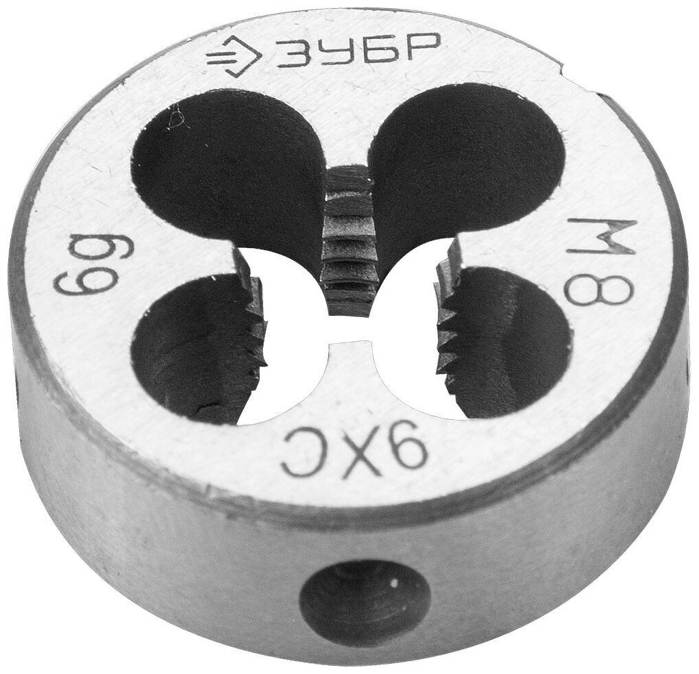 ЗУБР М8x1.0мм, сталь 9ХС, Плашка круглая ручная (4-28022-08-1.0)