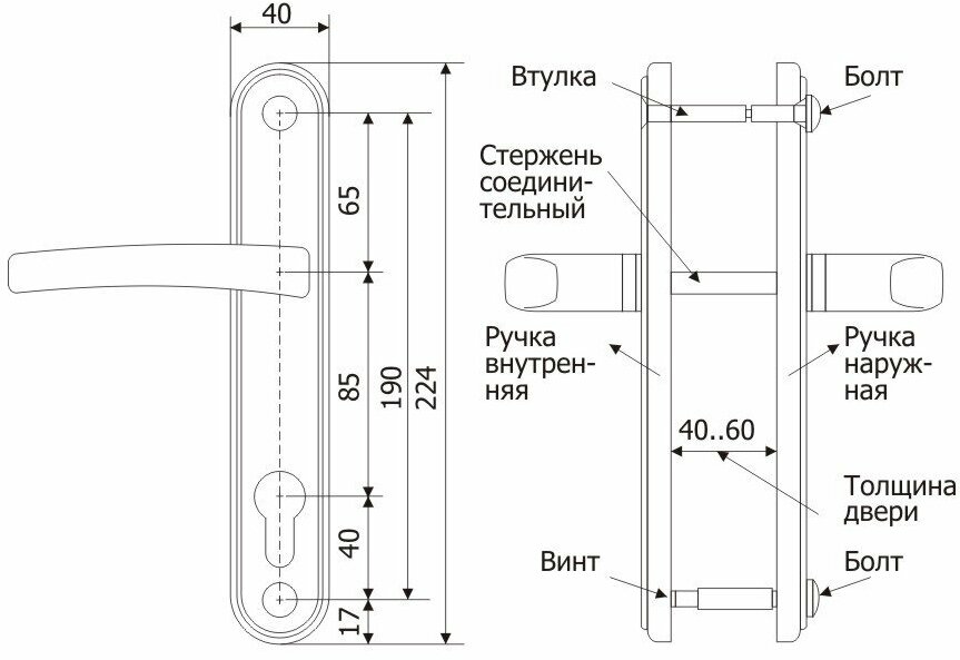 Замок врезной цилиндровый Гардиан 32.11 в полной комплектации (Замок + Ручка Гардиан 41.32 Вега (черный муар) + Цилиндр - фотография № 5