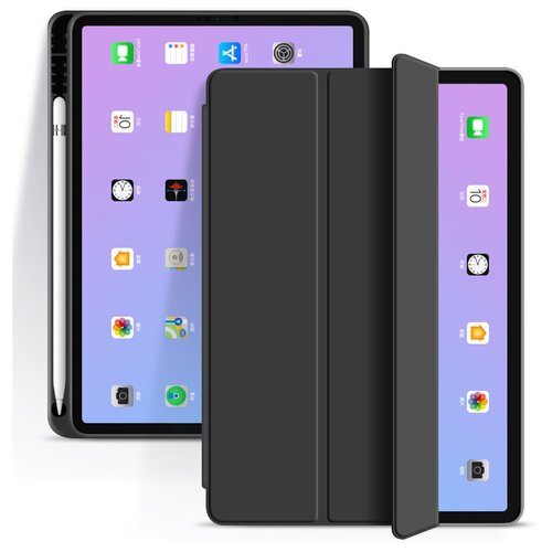 фото Ультра-тонкий чехол-обложка mypads для ipad air 4 (2020) 10.9 с дизайном smart case черный кожаный с функцией смарт включения-выключения