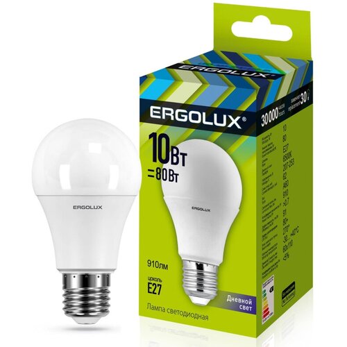 Лампа светодиодная Ergolux LED-A60-10W-E27-6500K Л