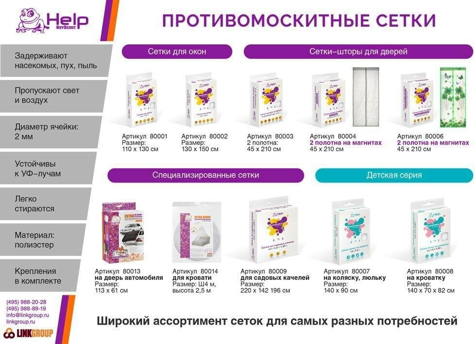 Сетка-штора HELP на дверь противомоскитная с рисунком, магнитами и крепежом, 210 см, 2шт — фото 1