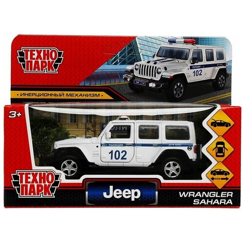 Машина металлическая Jeep Wrangler Sahara полиция, белый, инерция, Технопарк