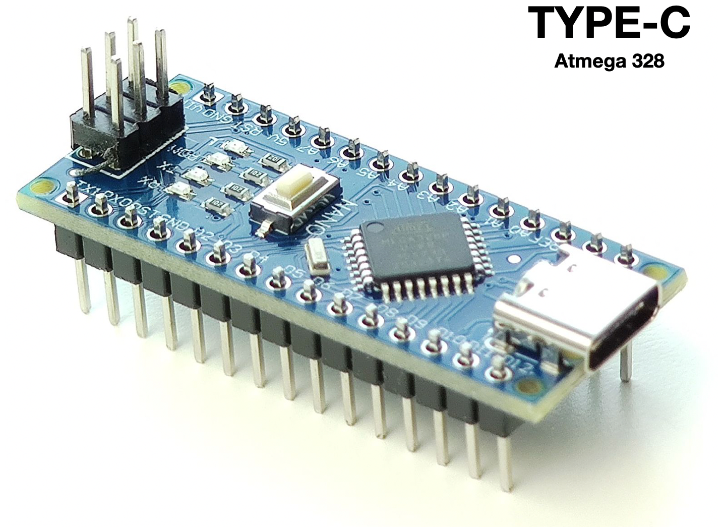 Контроллер Arduino NANO V3.0 Atmega328 CH340 Type-C (пины припаяны)