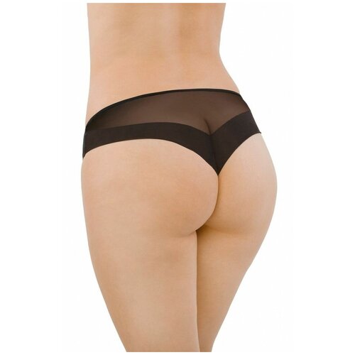 фото Трусы бразильяна ava lingerie, средняя посадка, с ластовицей, размер l, черный