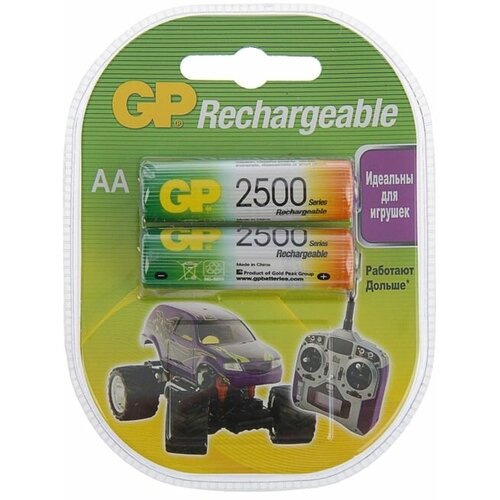 Аккумулятор GP, Ni-Mh, AA, HR6-2BL, 1.2В, 2500 мАч, блистер, 2 шт. аккумулятор gp ni mh aa hr6 2bl 1 2в 2700 мач блистер 2 шт