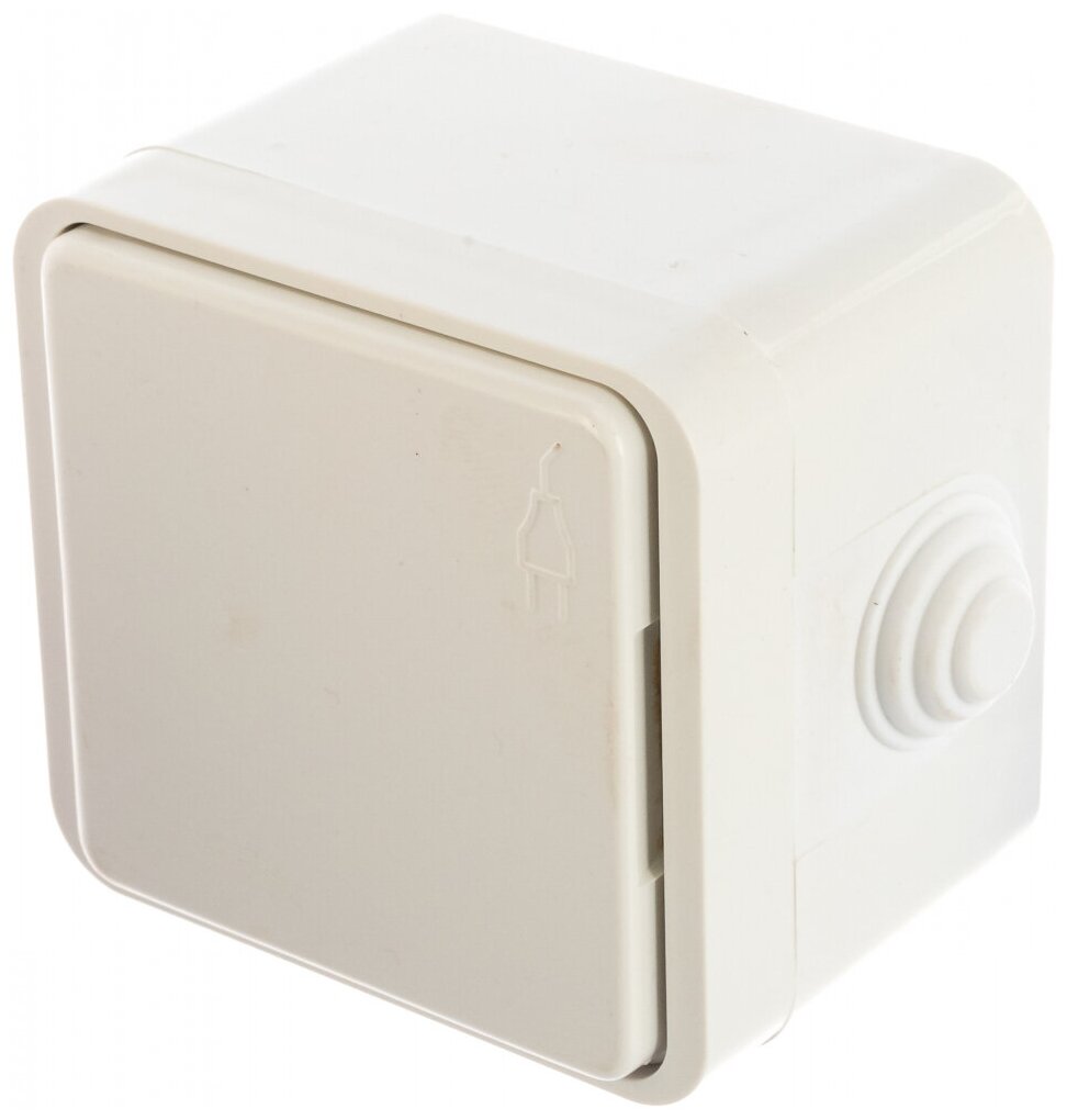фото Розетка одноместная с крышкой с/з "клио" белый