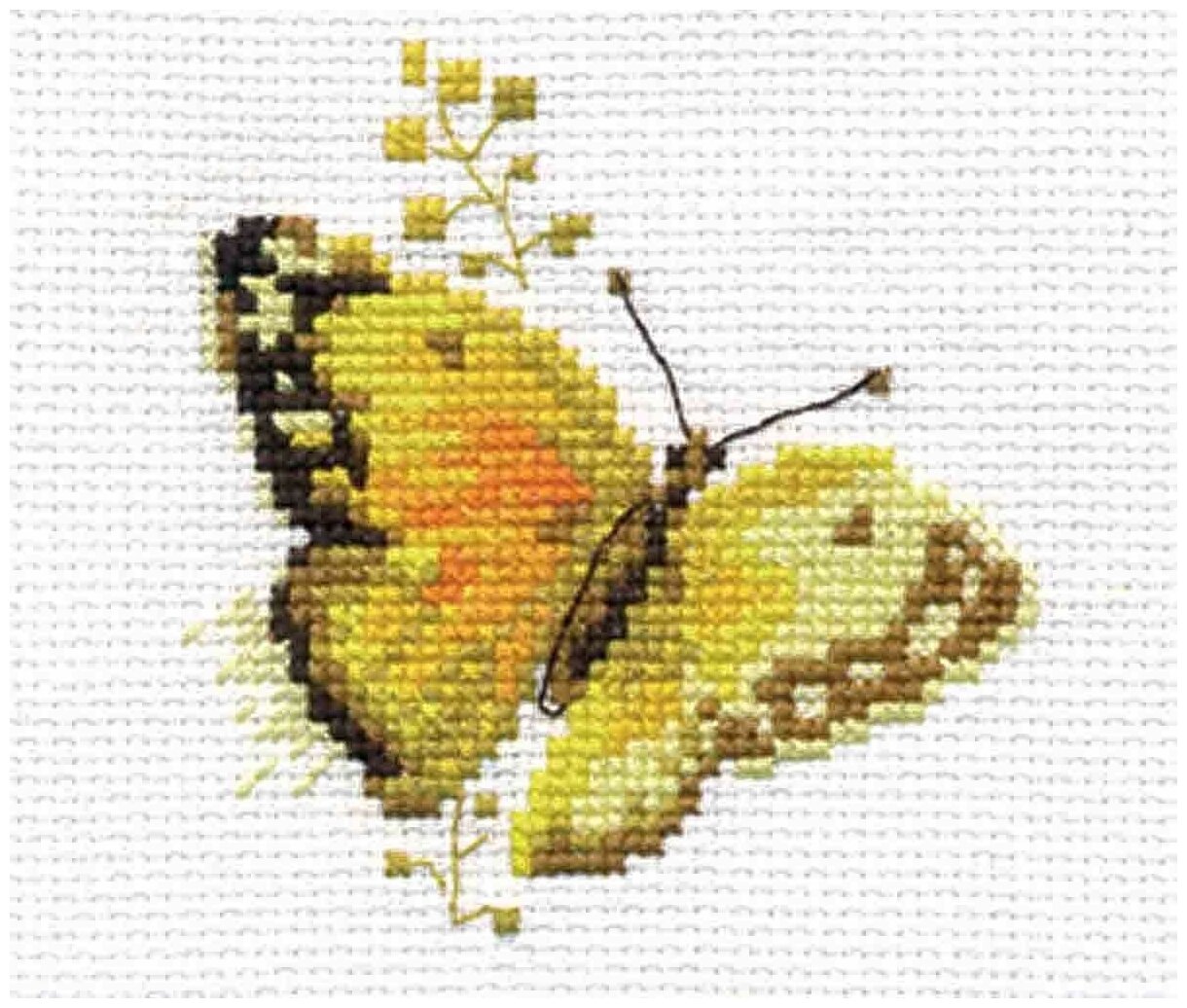 Набор для вышивания Алиса Яркие бабочки, Желтая, 9х8 см (алиса.0-147)