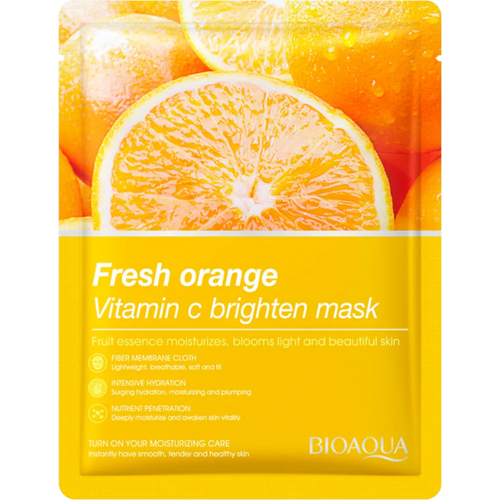 Тканевая маска для лица с экстрактом апельсина и витамином C Bioaqua Fresh Orange Vitamin C Brighten Mask