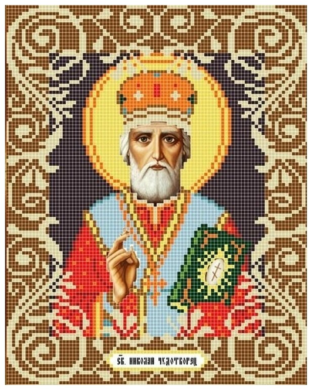Рисунок на ткани Божья коровка "Святой Николай Чудотворец", 20x25 см
