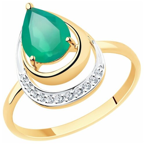 фото Diamant кольцо из золота с агатом и фианитами 51-310-00527-4, размер 18.5