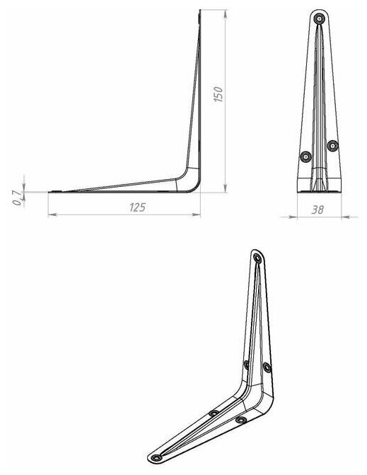Уголок-кронштейн белый 125х150 мм (0,7 мм) 66021 - фотография № 5