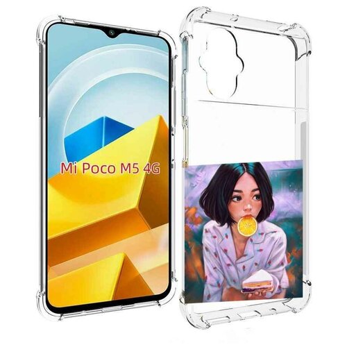 Чехол MyPads девушка-с-чизкейком женский для Xiaomi Poco M5 задняя-панель-накладка-бампер