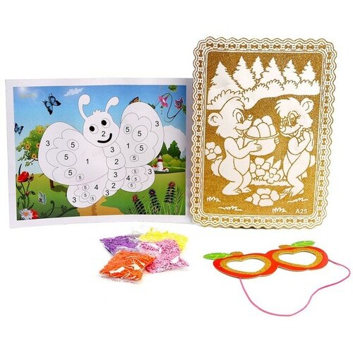 Набор для творчества аппликация EVA крошкой и раскраска маска на резинке Бабочка 668₽