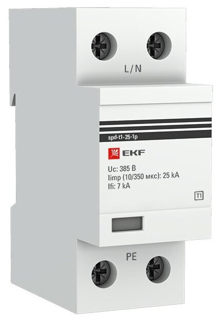 Устройство защиты от импульсных перенапряжений EKF Iimp 10/350μs 25kA Тип 1 385В