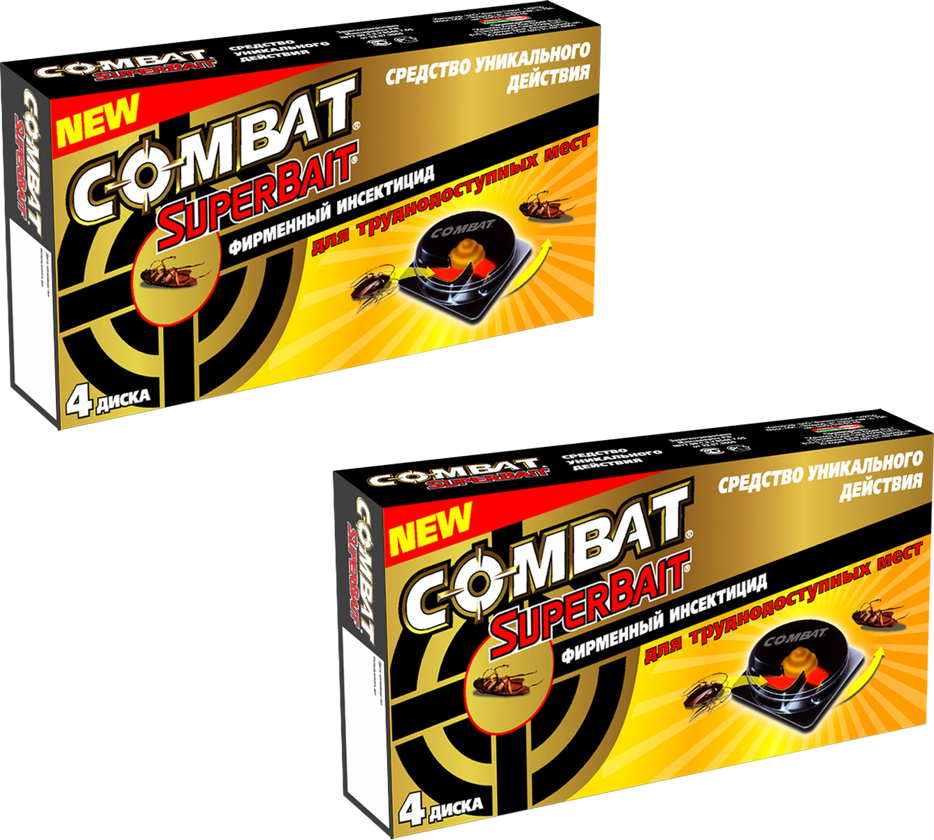 Combat Super Bait Диски от тараканов 4 штуки, 2 упаковке в комплекте.