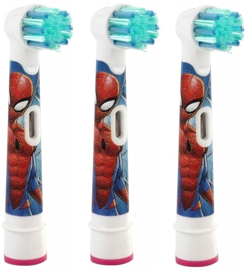 Набор насадок Oral-B Kids Человек-Паук для электрической щетки, белый/синий, 3 шт. - фотография № 5