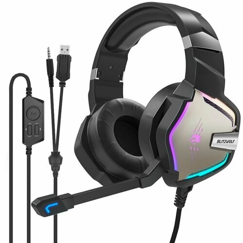 Игровые наушники BlitzWolf BW-GH1 Pro AUX 35mm USB 51 Virtual Surround Sound Black 4853₽