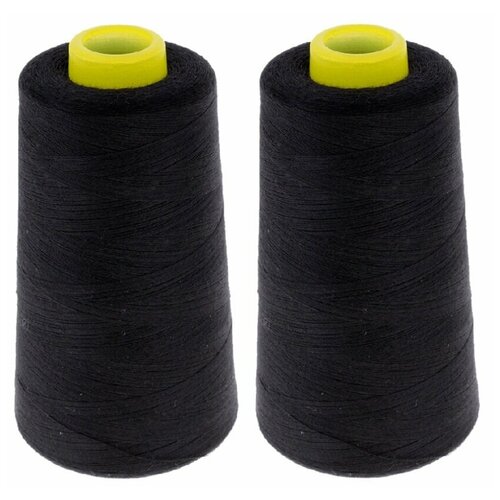 Нитки для шитья 40/2 5000 черные набор 2 штуки