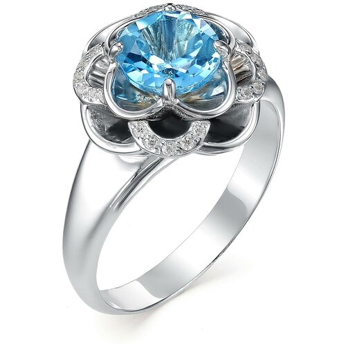 фото Алькор кольцо с топазом и фианитами из серебра 01-0401-00тб-00, размер 17.5