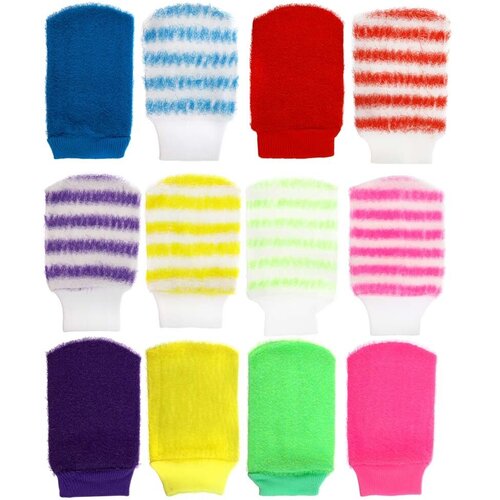 Мочалка-скрабер варежка, 11х19см, 6-12 цветов