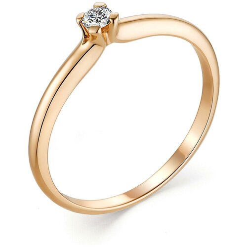 фото Алькор кольцо с 1 бриллиантом из красного золота 13249-100, размер 15.5