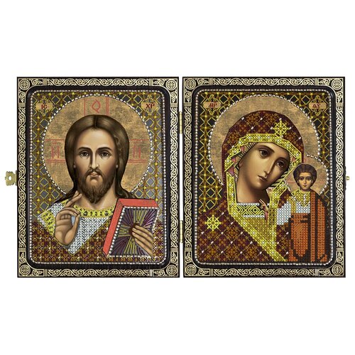 фото Набор для вышивания са №02 православный складень парный 7200 христос спаситель и пресв. богородица казанская 9.5 х 12 см nova sloboda