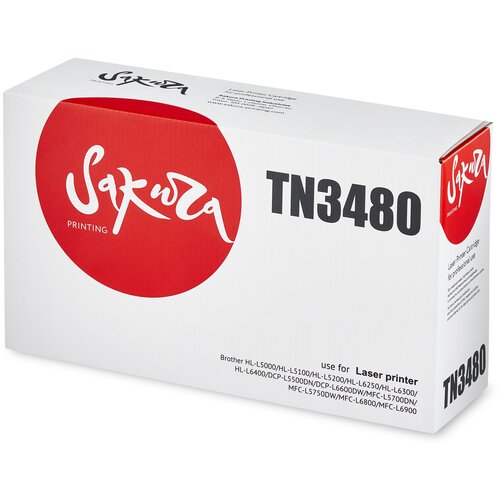 Картридж Sakura TN3480, 8000 стр, черный