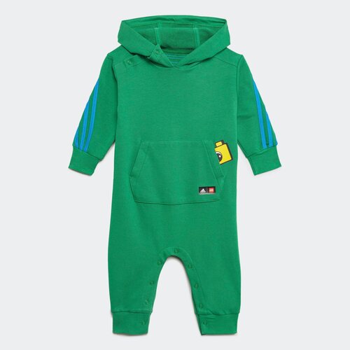 Комбинезон adidas детский, на кнопках, карманы, открытая стопа, размер 86, зеленый