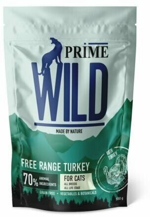 PRIME WILD GF FREE RANGE Сухой корм для кошек, с индейкой, 500гр