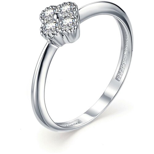 фото Алькор кольцо с 4 бриллиантами из белого золота 13144-200, размер 17.5