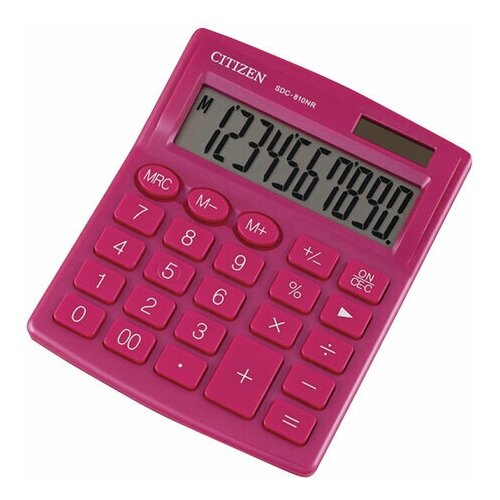 Калькулятор настольный CITIZEN SDC-810NRPKE КОМПАКТНЫЙ (124х102 мм) 10 разрядов двойное питание РОЗОВЫЙ 1 шт.