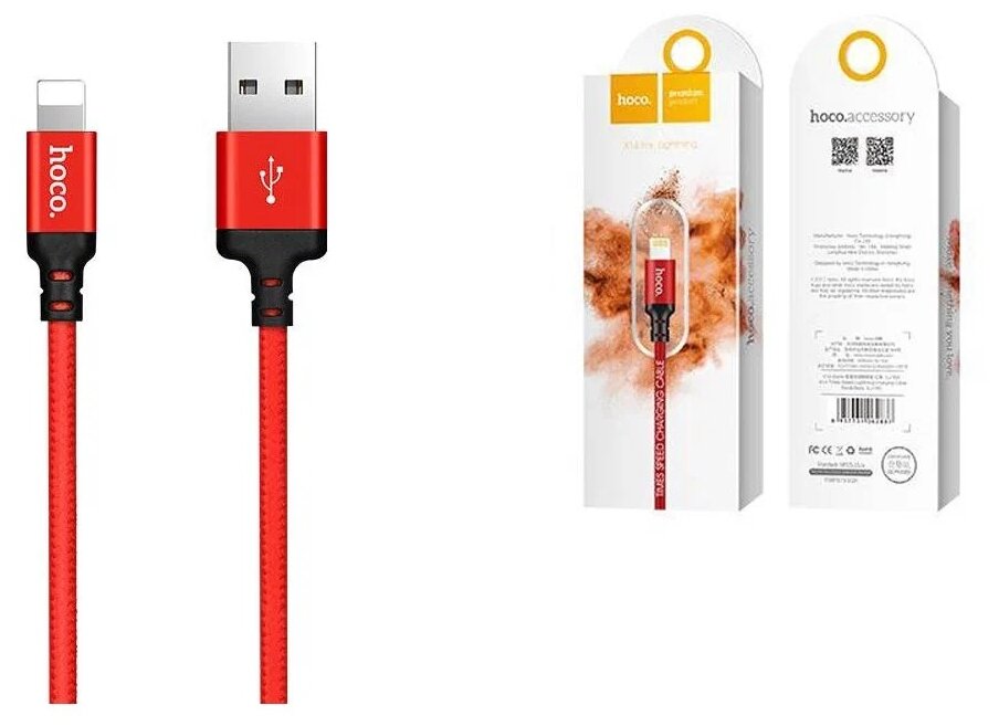 Кабель в тканевой оплетке USB - Lightning Hoco X14 Times Speed 2м черный